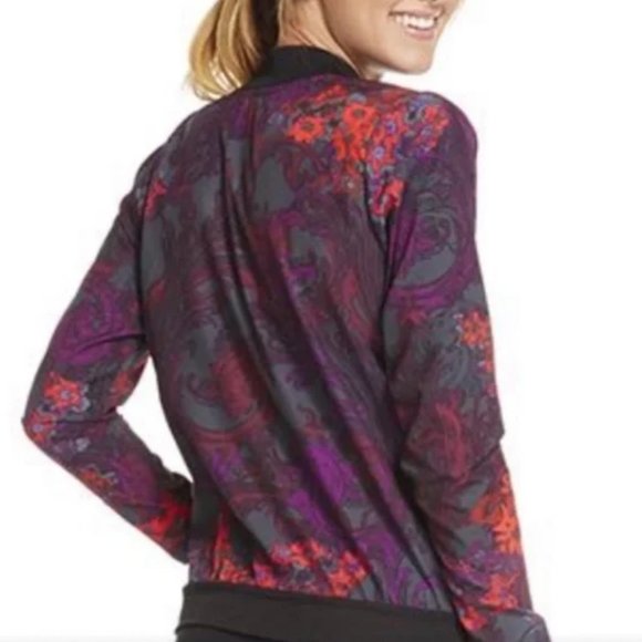 Fabletics Floral Ithaca Bomber Athletic Jacket Size Medium - Picture 3 of 4